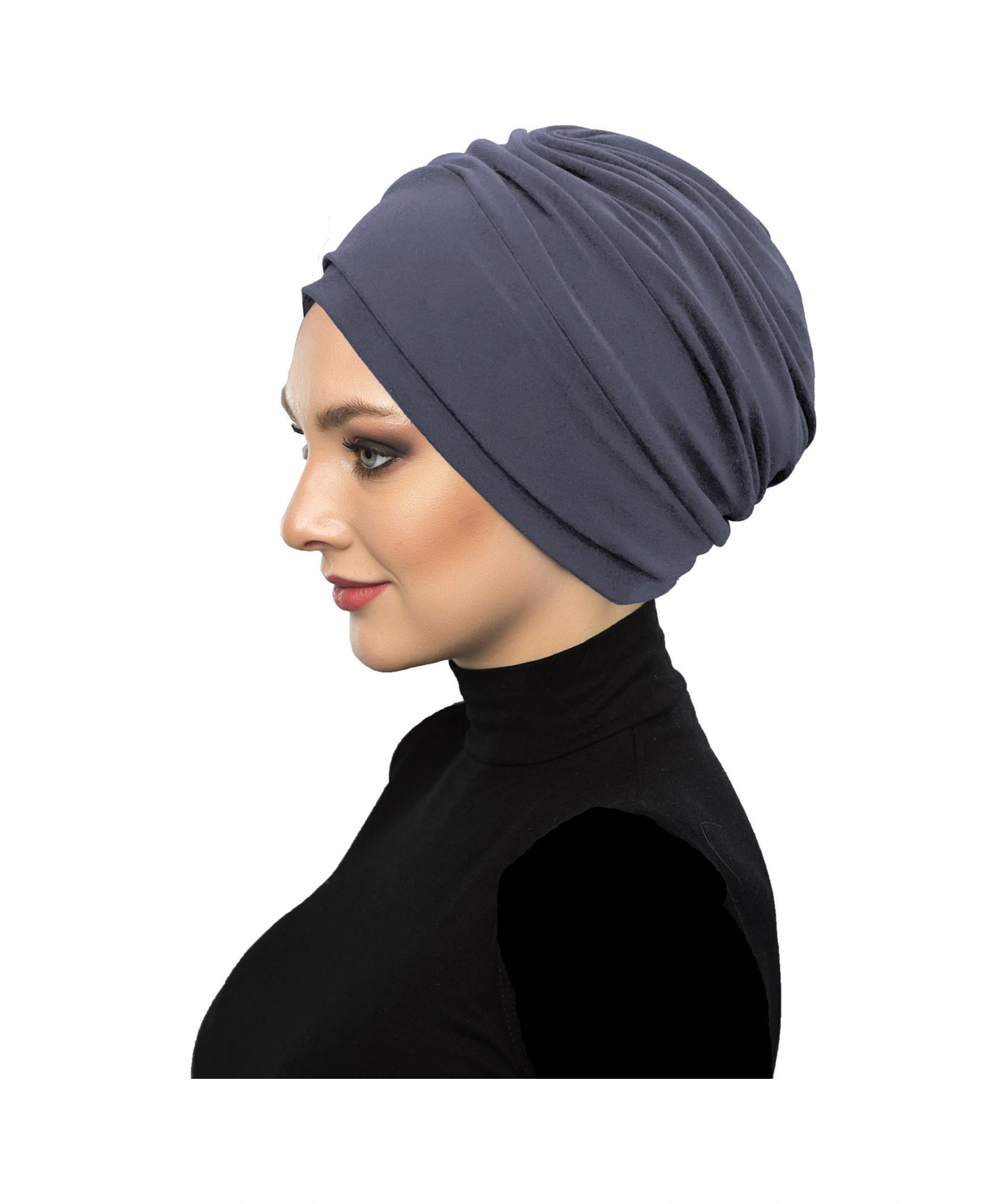 Çift Katlı Astarlı Hazır Koyu Gri Türban Tesettür Dış Ve Havuz Bonesi Koyu Gri