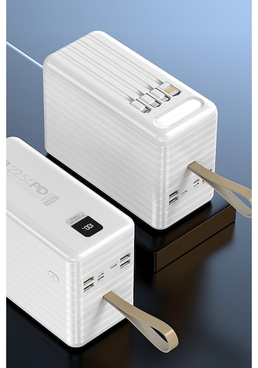 Powerway 120.000 Mah Pd 22.5w Hızlı Şarj Dahili Kablolu Gerçek 120.000 Mah Siyah Trafo Powerbank