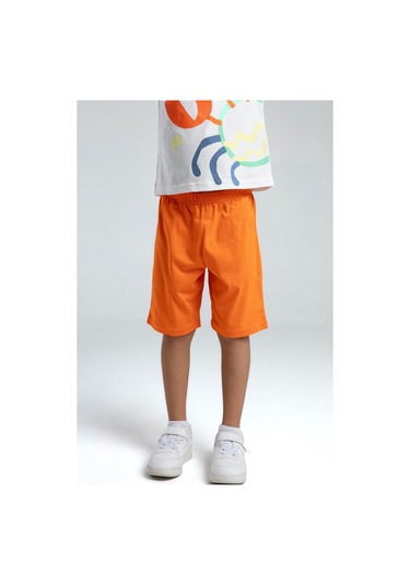 Roly Poly Crab Erkek Çocuk Regular Kalıp Kısa Kol Bermuda Şortlu Pijama Takım Beyaz