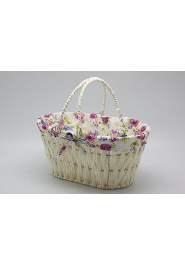 Ün-ev 7025 Oval Kulplu Krem Ekmek Sepeti