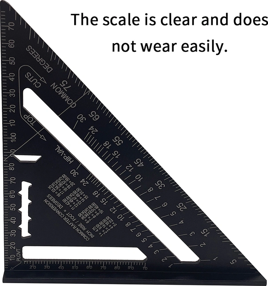 Folinda Alüminyum Profil Açı Ölçer - 90 Ve 45 İki Açı, Profesyonel Halka Tahta, Siyah Oksit, 7 İnç Metrik Ölçü