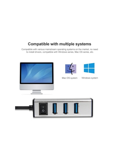 Usb - 4 Usb 3.0 Bağlantı Noktası Alüminyum Alaşım Göbek Gümüş