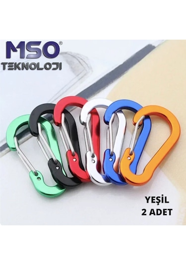 MSO Outdoor Renkli Alüminyum & Paslanmaz Çelik Karabina Anahtarlık Çok Renkli