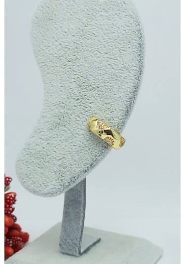 Caisyabutik Altın Kaplama Özel Seri Çelik Kıkırdak Küpesi 1,5 CM Altın