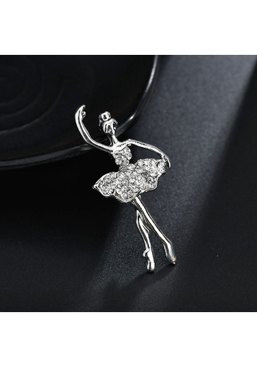 Flybuy Kristaller Gümüş Etek Dansçısı Çiçek Broş Balerinler Bale Ty Gümüş