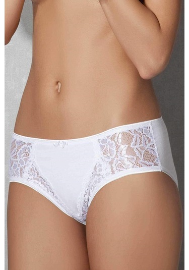 Doreanse 7138 Kadın Battal Yüksek Bel Dantel Detaylı Modal Slip & Külot-beyaz Beyaz