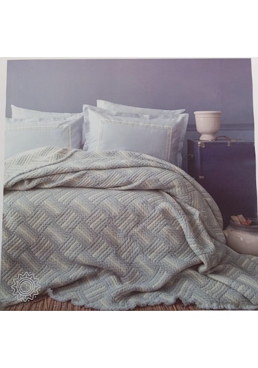 Apricitas Yatak Örtüsü Pikeli Set Sevilla Mavi Tek Kişilik Mavi