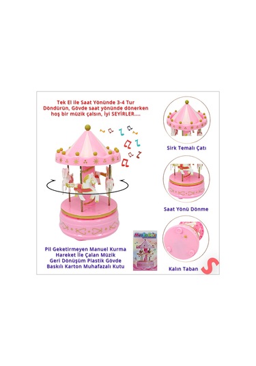 Atlı Karınca Müzik Kutusu, 17cm X 10cm - Pembe