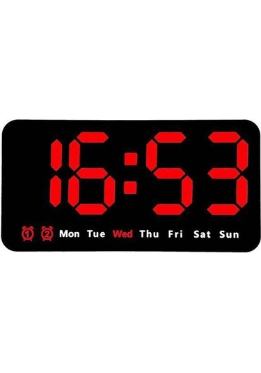 Zilinn Ses Kontrollü Büyük Dijital Duvar Saati Sıcaklık Tarih Hafta Dst Erteleme Masa Saati 12/25h Çift Alarm Duvara Monte Led Saat Kırmızı Işık-77 Çok Renki Çok Renki