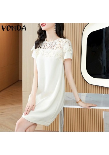 Vonda Zarif Kadın Ekleme Dantel Kısa Elbise Siyah