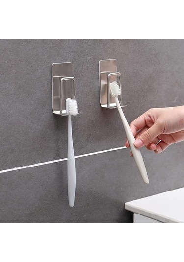 Ambalaj Paslanmaz Çelik Diş Fırçası Tutucu 2'si 1 Arada Duvara Monte Diş Fırçası Tutucu Ve Yapışkanlı Arka Yüzeyli Kupa Tutucu Banyo İçin Gümüş Diğer