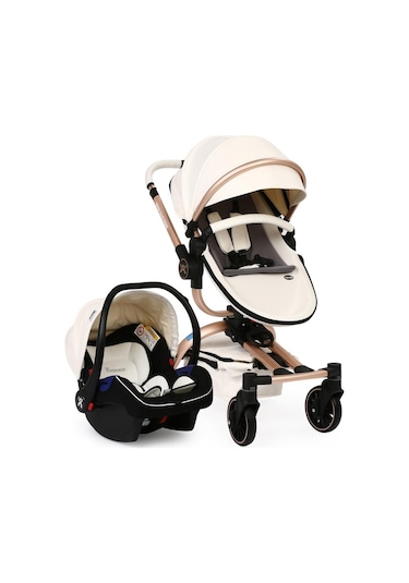 Yoyko Spin 360 Derece Dönebilen Bebek Arabası Beyaz Rose Kasa