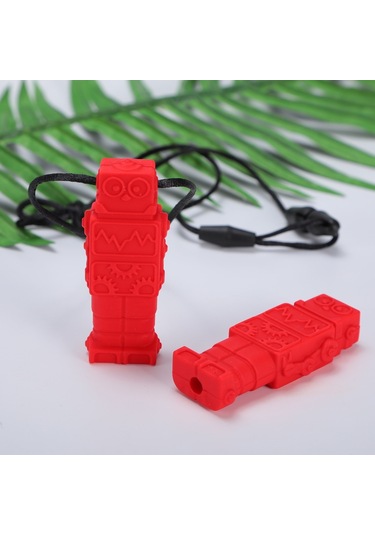 2 Adet Silikon Robot Diş Kaşıyıcı Bebek Çiğneme Duyusal Kolye Kolye