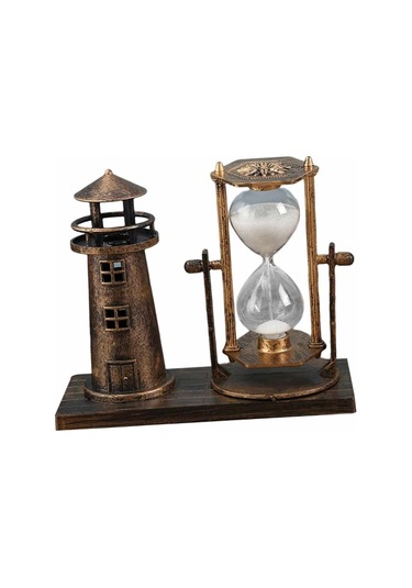 Deniz Feneri Kum Saati Ahşap Görünümlü Vintage Tarz Biblo