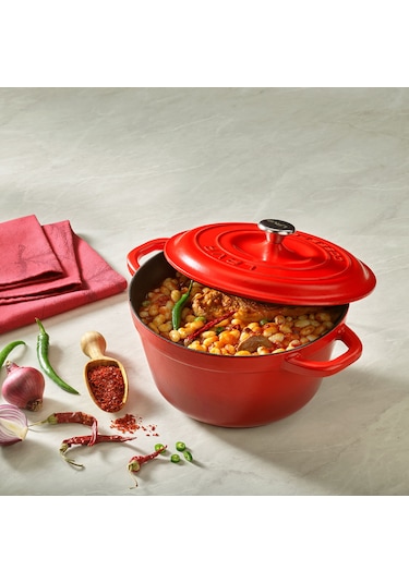 Lava Döküm Yuvarlak Tencere Döküm Demir Kapak  New Heritage Serisi 22 CM