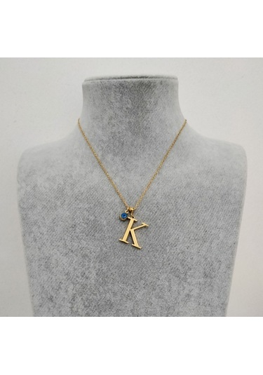 Kadın Nazar Boncuklu Çelik K Harf Kolye 77508 Altın