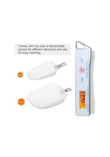 Fortunelane 0.05g-500g Beyaz Dijital Tartı Kaşık, 30ml+80ml Bölmeli Kolluklar, Fd-1 Pil Yok, Mutfak/pişirme İçin Beyaz