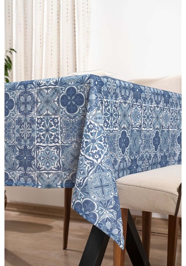 Mavi Çini Desenli Masa Örtüsü, Sofra Bezi, Piknik Örtüsü Mavi