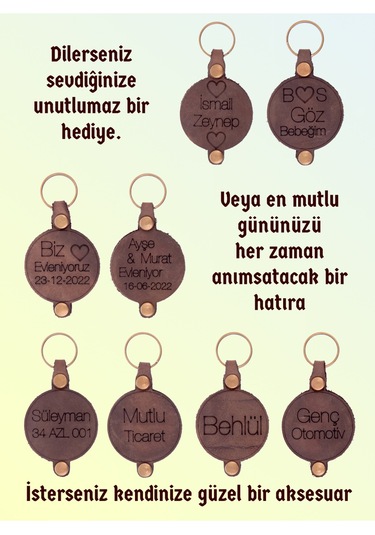Kişisel Gerçek Deri Anahtarlık. Kişiye Özel İsim Yazılı An218014