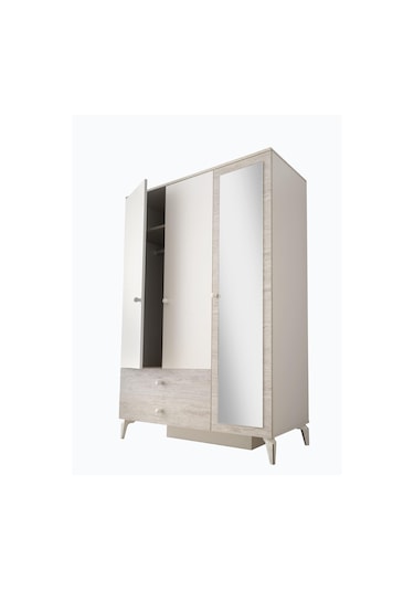 Petra 3 Kapaklı Aynalı Elbise Dolabı Gardrop 120x55x200