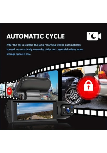 Dashanshop Evrensel Araç Dvr Kiti Yükseltilmiş Sürüm 64gb Hızlı Şarj 1080p Gece Görüşü Çift Kamera 720p 30fps Polimer Batarya Araç Şarj Cihazı