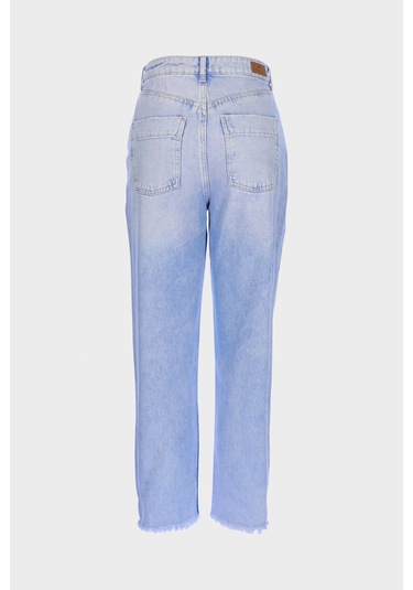 Ariana Açık Mavi Yüksek Bel Patı Fermuarlı Mom Jean C 4525-141 Açık Mavi