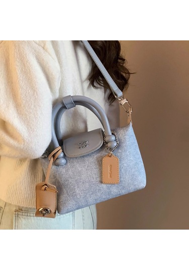 Nanfeng Mini Denim Blue Kadın El Çantası Gri