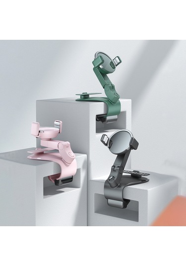 Yifomall Araç Telefon Tutucu 360 Döner - Navigasyon İçin Kolay Erişim, Tek Elle Kaldırma, Sabit Tutma Ve Gizlenebilir Park Numarası Pembe