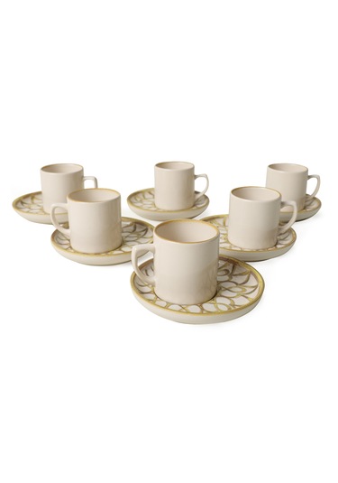 Keramika Worn Gold Nordic Kahve Takımı 12 Parça 6 Kişilik 22968