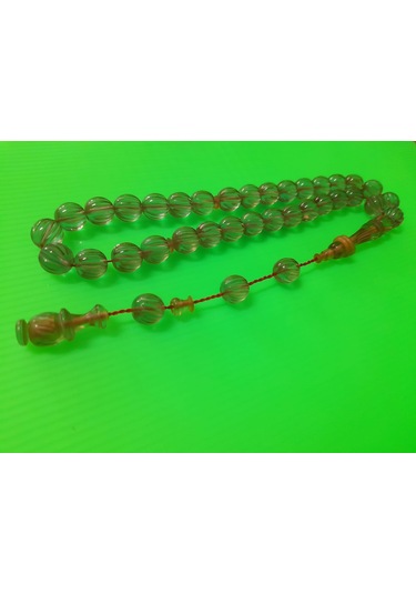 Soma Tesbih Ateş Kehribar Yeşil Kalem İşçilik 9 x 9 CM Tesbih