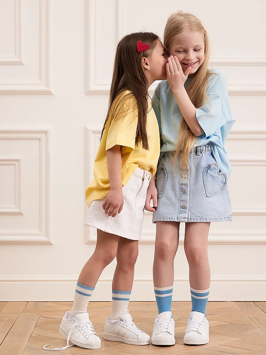 Peppy Woolton Okul İçin Çizgili Yüksek Çoraplar, 2 Çif 410658757 Sütlü