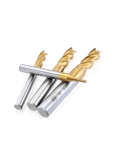 Sones 10 Adet/takım Yüksek Hızlı Çelik Ve Alüminyum Uç Yüzey Frezeleme Kesici Düz Şaftlı Titanyum Kaplamalı Frezeleme Kesici