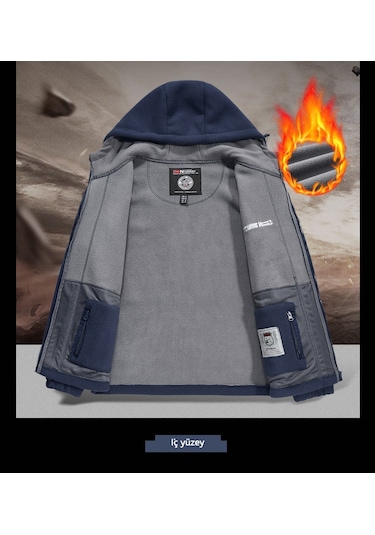 Snapbuy Kapüşonlu, Polar Erkek Ceket Lacivert