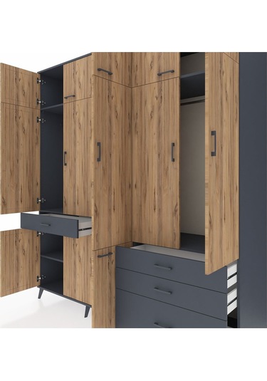 Kronos Dolap 8 Raflı 4 Çekmeceli 3 Askılı 220x59x243 Antrasit-çam/antrasit Atlas Çam/antrasıt Kronos Dolap 8 Raflı 4 Çekmeceli 3 Askılı 220x59x243 Antrasit-çam/antrasit Atlas Çam/antrasıt