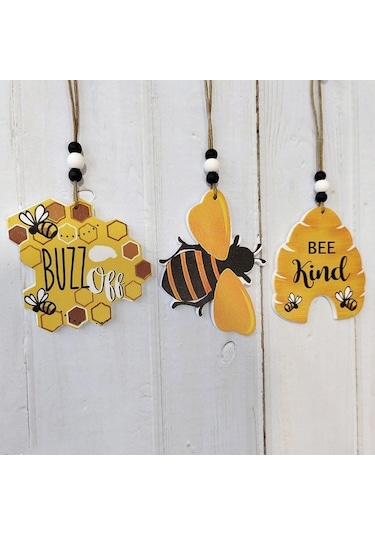 Pazly Küçük Ev Dekoru Bal Arısı Ahşap Kovan - Pratik Ev Aksesuarı Siyah Siyah