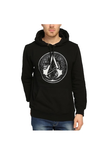 Bant Giyim - Assassin'S Creed Siyah Kapşonlu Erkek Sweatshirt