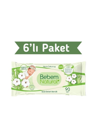 Bebem Natural Islak Havlu Mendil 90x6 540 Yaprak