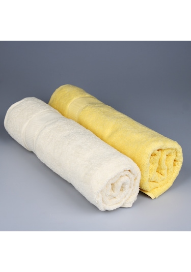 İkili Banyo Havlusu Krem - Sarı