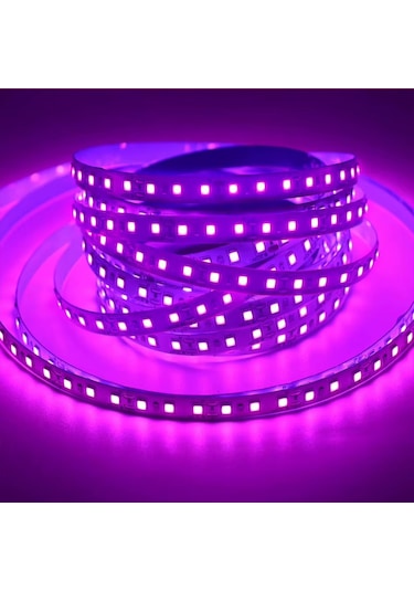 120 Ledli Mor Işık Şerit Led 5 Metre 60 Watt Mor 12 Volt