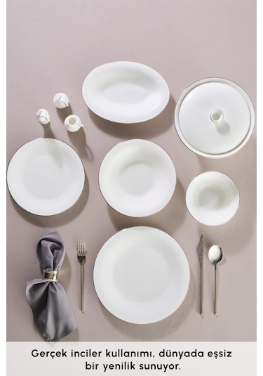 Karaca  Fine Pearl Fame 55 Parça 12 Kişilik Yemek Takımı Platin