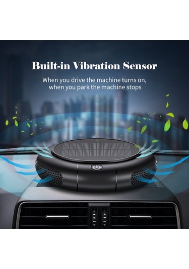 Novahub Güneş Panelli Hava Temizleyici - 1200mah Pil, 8m İyon & Hepa Filtre Siyah Siyah