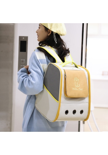 Hangfox Sıcak Kedi Desenli Su Geçirmez Kanvas Pet Çantası - Taşınabilir, Geniş Hacimli Dışarı Çıktılar İçin Omuz Çantası 5025 Gri