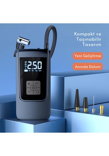 Polham 6000mah Şarjlı 150psi Ultra Hızlı Lastik Şişirme Hava Kompresörü,araç, Motosiklet, Bisiklet Pompası
