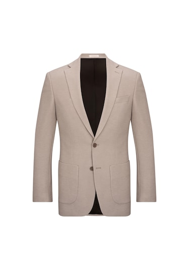 Hatemoğlu Bej Slim Fit Mono Yaka Klasik Ceket Bej