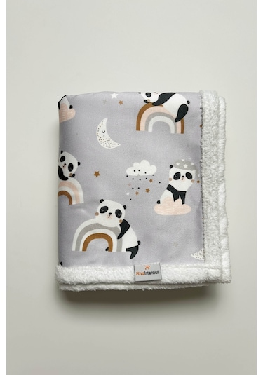 Fluffy Bebek Battaniyesi 70x100 Cm Panda Desen Çok Renkli