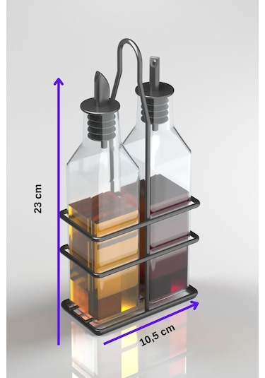 Teknotel 2'li Cam Şişeli Yağdanlık Sosluk Sirkelik Standı Mg022 Siyah