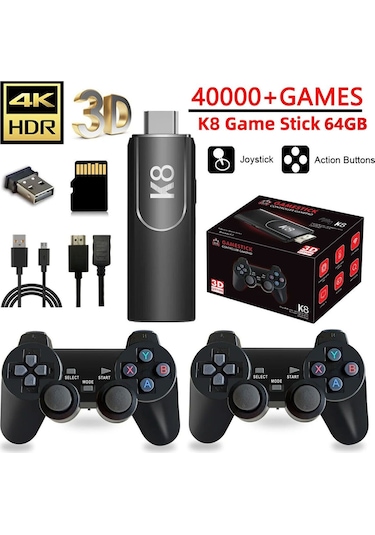 K8 4k Hdmi 10000+ Oyunlu Çift Kol 3d Retro Arcade Oyun Konsolu