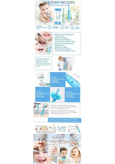 Didadodo Xindoker Silikon Diş Fırçası - 2'li Paket, Anti-boğulma Tasarımı, 0-5 Yaş İçin Çok Renkli Çok Renkli