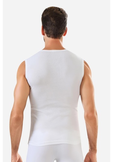 3 Adet Beyaz Kolsuz Erkek Atlet V Yaka Sıfır Kol Tişört %100 Pamuklu Beyaz