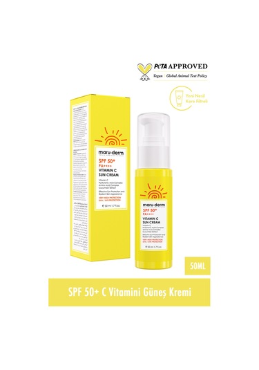 Maru.derm Güneş Kremi Spf 50+ C Vitamini Güneş Kremi 50 Ml Yeni Nesil Kore Filtreleri